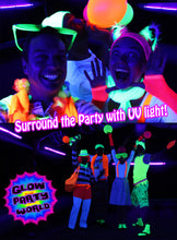 Load image into Gallery viewer, Black Lights for Glow Party! 115W Blacklight LED Strip kit. 4 x UV Lights to surround your Neon Party.
