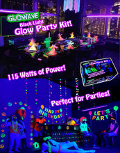 Load image into Gallery viewer, Glow in the Dark School Dance UV Black Light and Neon Decorations Disco Pack!
