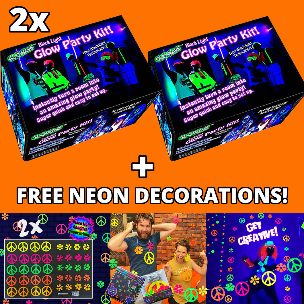 How to decorate a black light party - Black light LED glow party kits UV  ultra violet lights neon party
